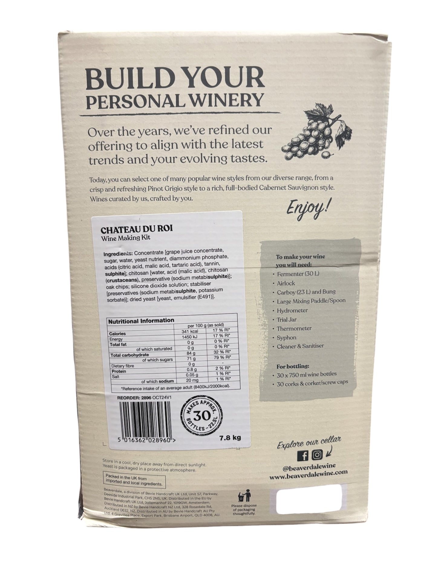 Beaverdale 30 Bottle Red Wine Kit - Vieux Chateau du Roi