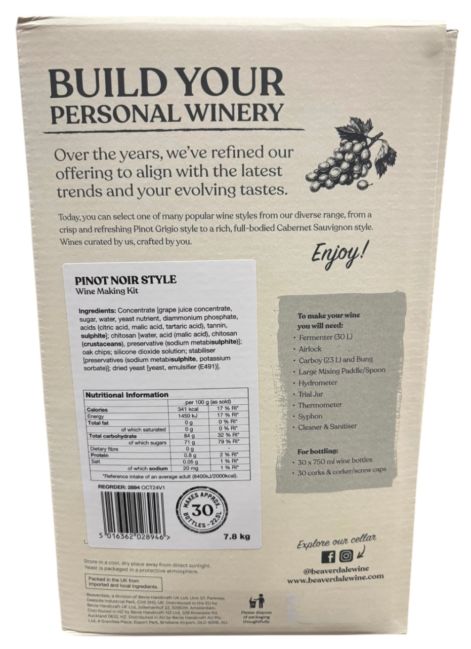 Beaverdale 30 Bottle Red Wine Kit - Pinot Noir