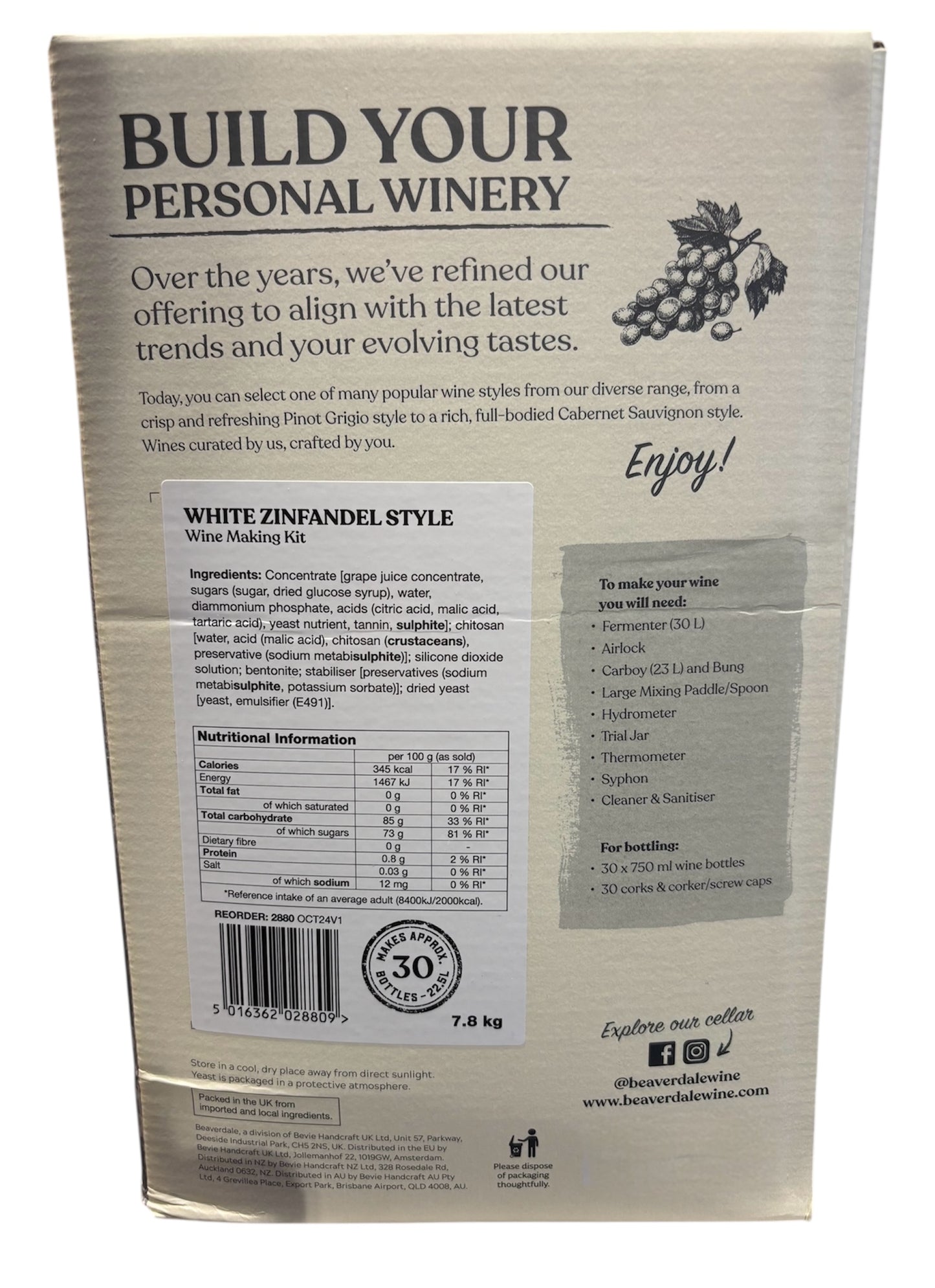 Beaverdale 30 Bottle Rose Wine Kit - White Zinfandel