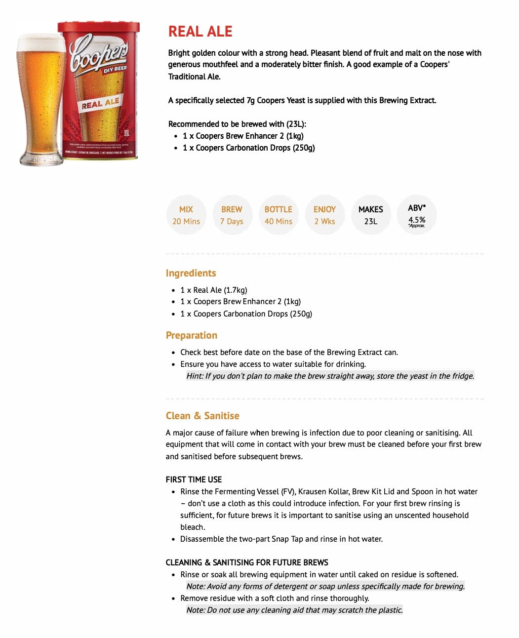 Coopers - Real Ale 1.7Kg 40 Pint Beer Kit