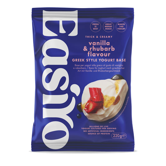 Easiyo Greek Style Vanilla & Rhubarb Flavoured Yogurt Sachet 220g