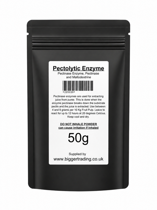 Pectolytic Enzyme (Pectic Enzyme, Pectinase) 50g - Supplied in Resealable Pouch - Wine Making For Maximum Juice Extraction & Avoiding Pectin Haze