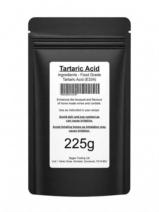 Tartaric Acid 225g - Supplied in Resealable Pouch - For Making Cordials, Jams, Preserves & Sweets