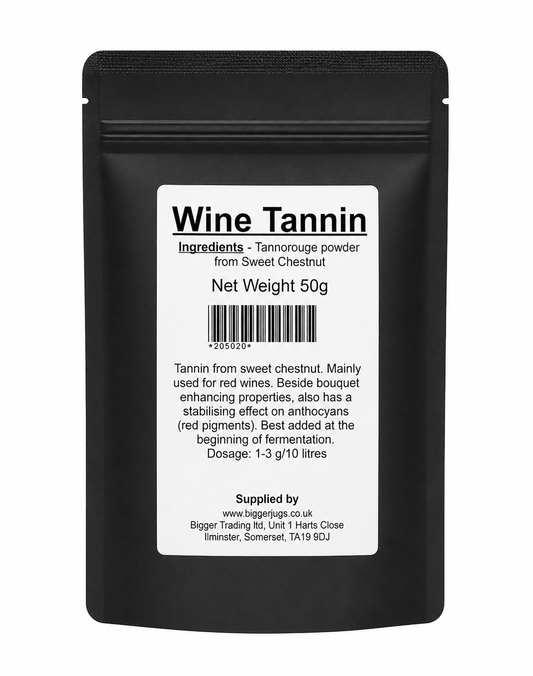 Wine Tannin (Tannorouge Powder) 50g - Supplied in Resealable Pouch - For Use With Red Wine to Add Zest & Helps Preserve Wine