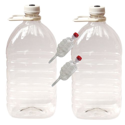 Demi-John - Pair of 5 Litre PET Demi Johns with Caps, Grommets and Airlocks