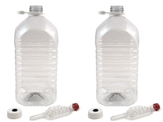 Demi-John - Pair of 5 Litre PET Demi Johns with Caps, Grommets and Airlocks