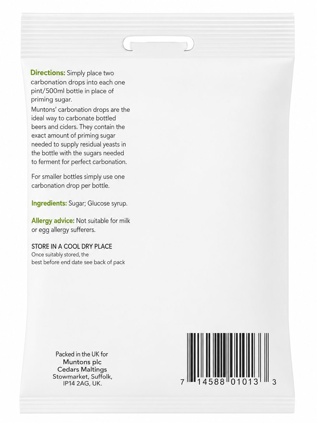Muntons Carbonation Drops 160g - Pack of Approximately 80 Drops For Up To 40 x 1 Pint / 500ml Bottles