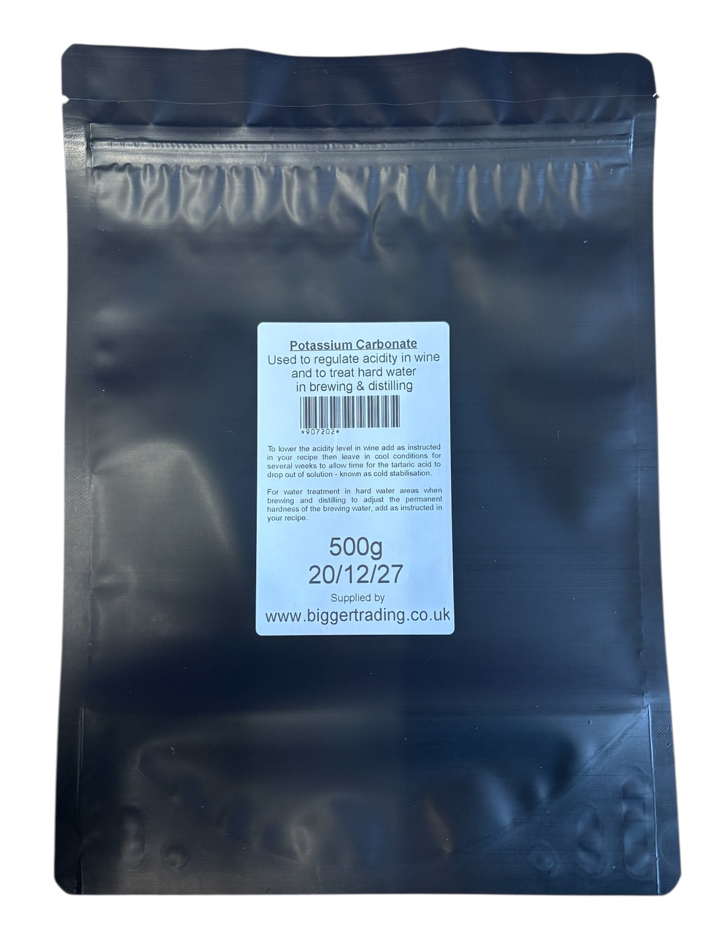 Potassium Carbonate 500g - Used to Regulate the Acidity in Wine & To Treat Hard Water in Brewing & Distilling