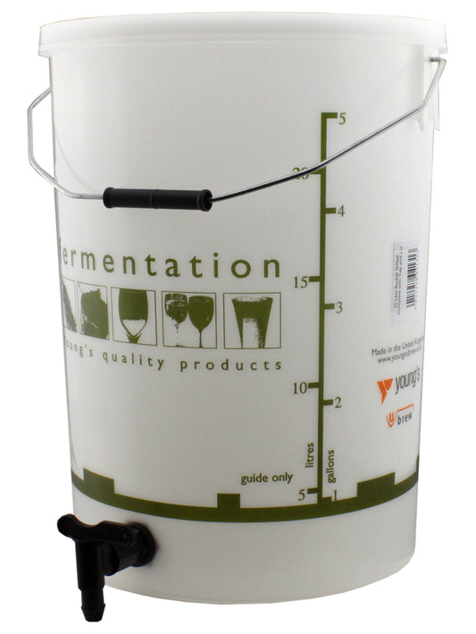 Fermentation Vessel - Youngs 25 Litre Bucket with Graduations, Solid Lid & Tap
