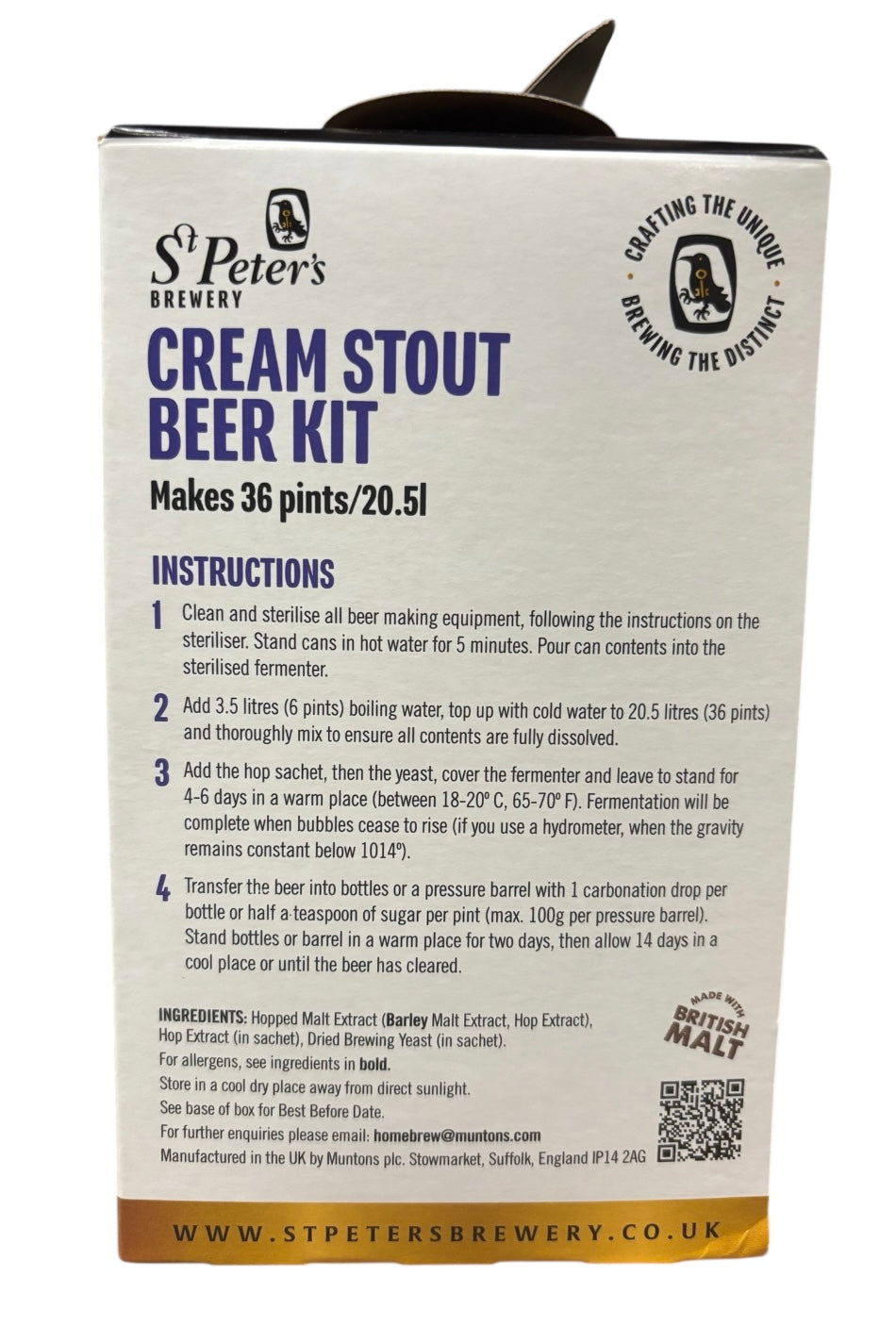 St Peters Brewery - Cream Stout 3Kg 36 Pint Beer Kit