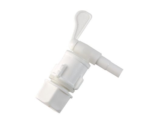 White Quickserve Tap with Sediment Trap Back Nut - For Use with Fermentation Vessel or Pressure Barrel