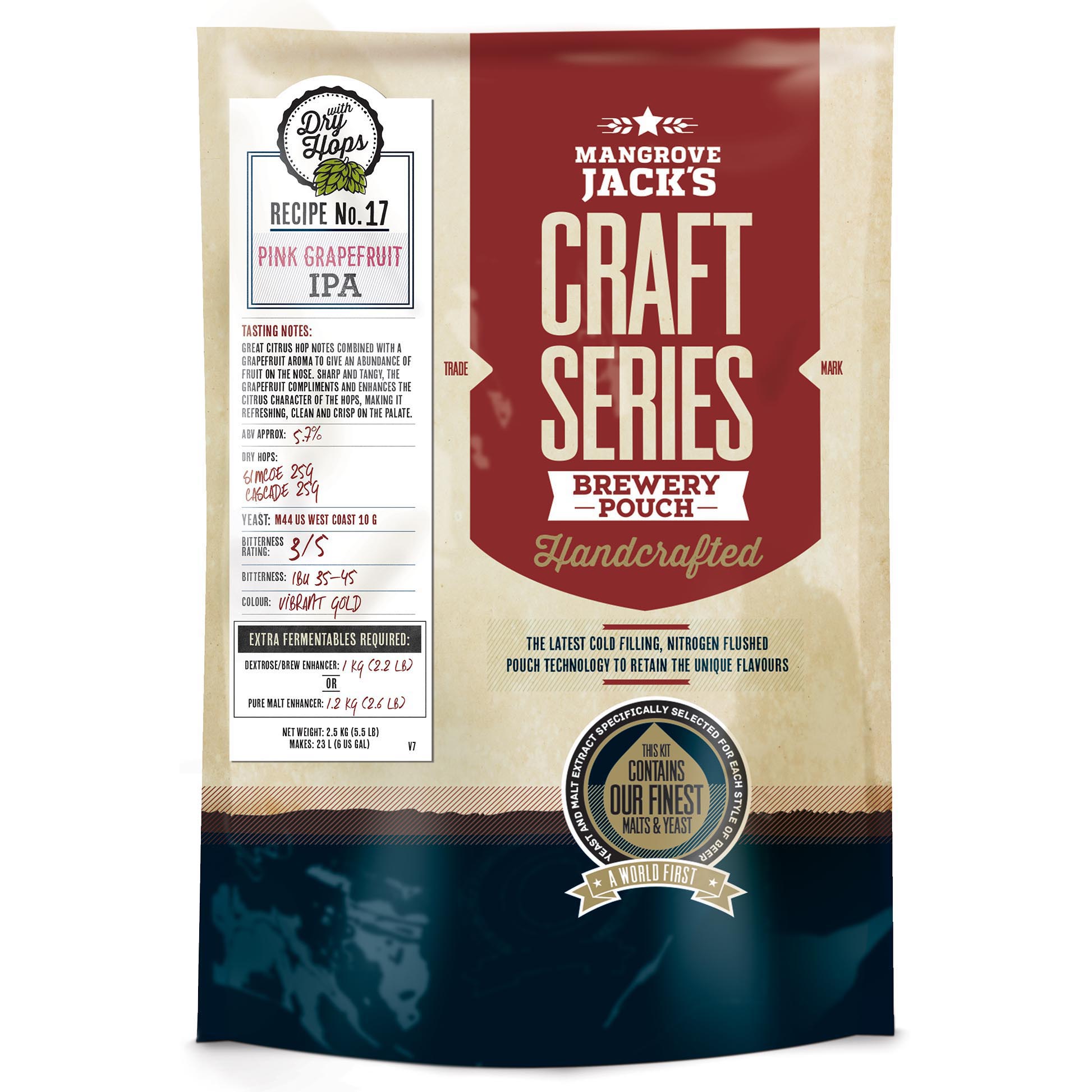 Mangrove Jack's Craft Series Pink Grapefruit IPA 40 Pint Beer Kit 2.5Kg
