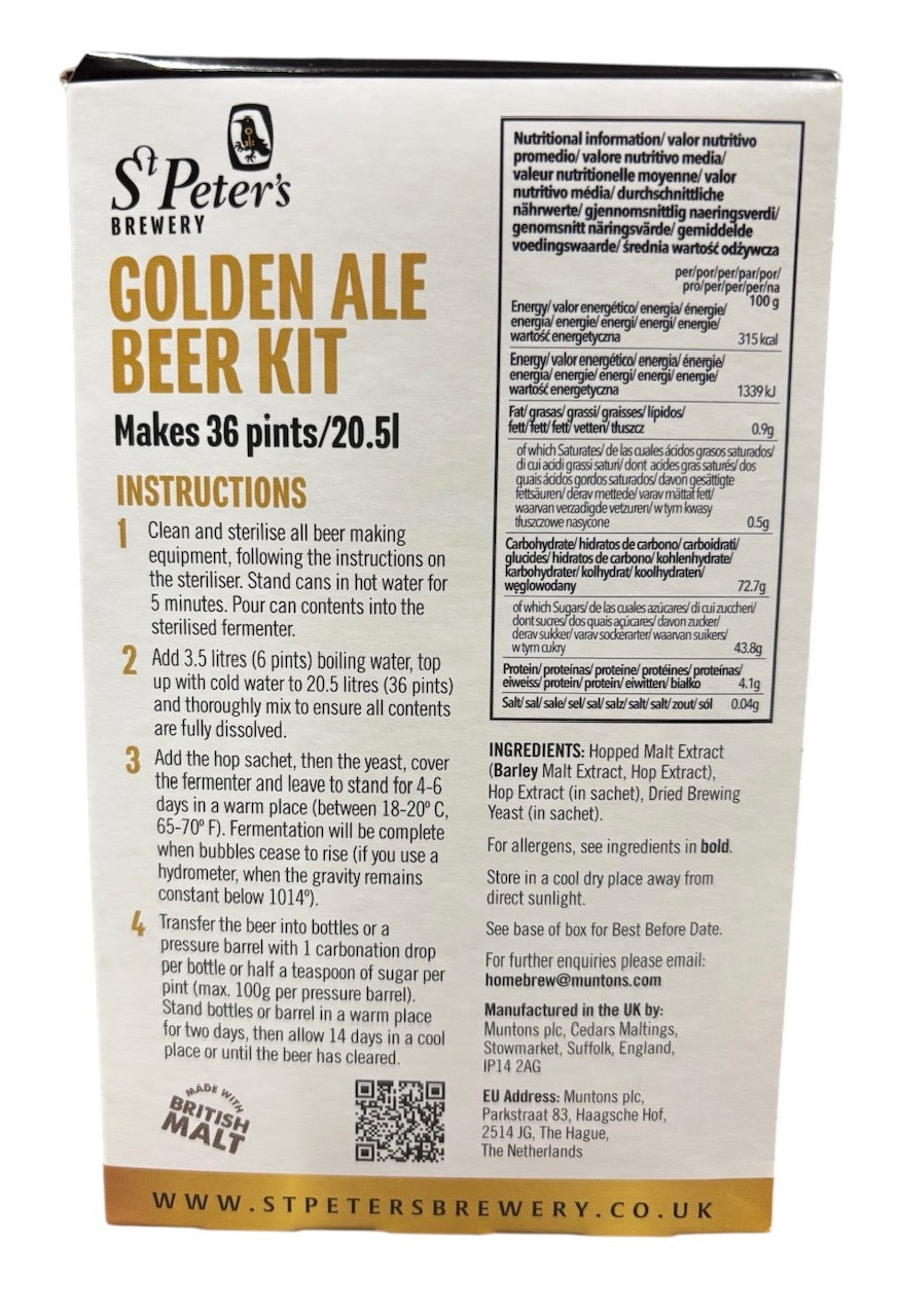 St Peters Brewery - Golden Ale 3Kg 36 Pint Beer Kit