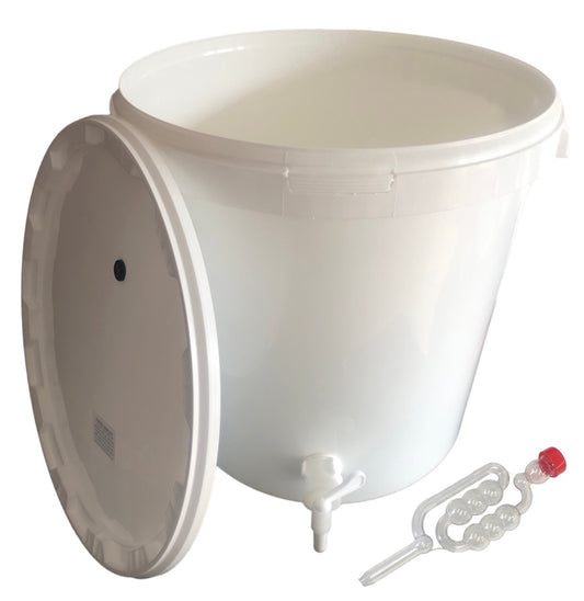 Fermentation Vessel - 33 Litre Bucket with Grommeted Lid, Airlock & Tap