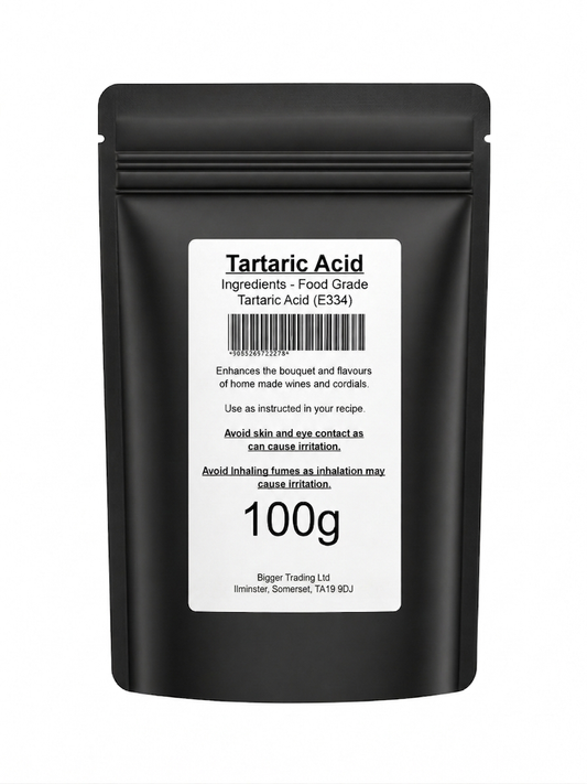 Tartaric Acid 100g - Supplied in Resealable Pouch - For Making Cordials, Jams, Preserves & Sweets