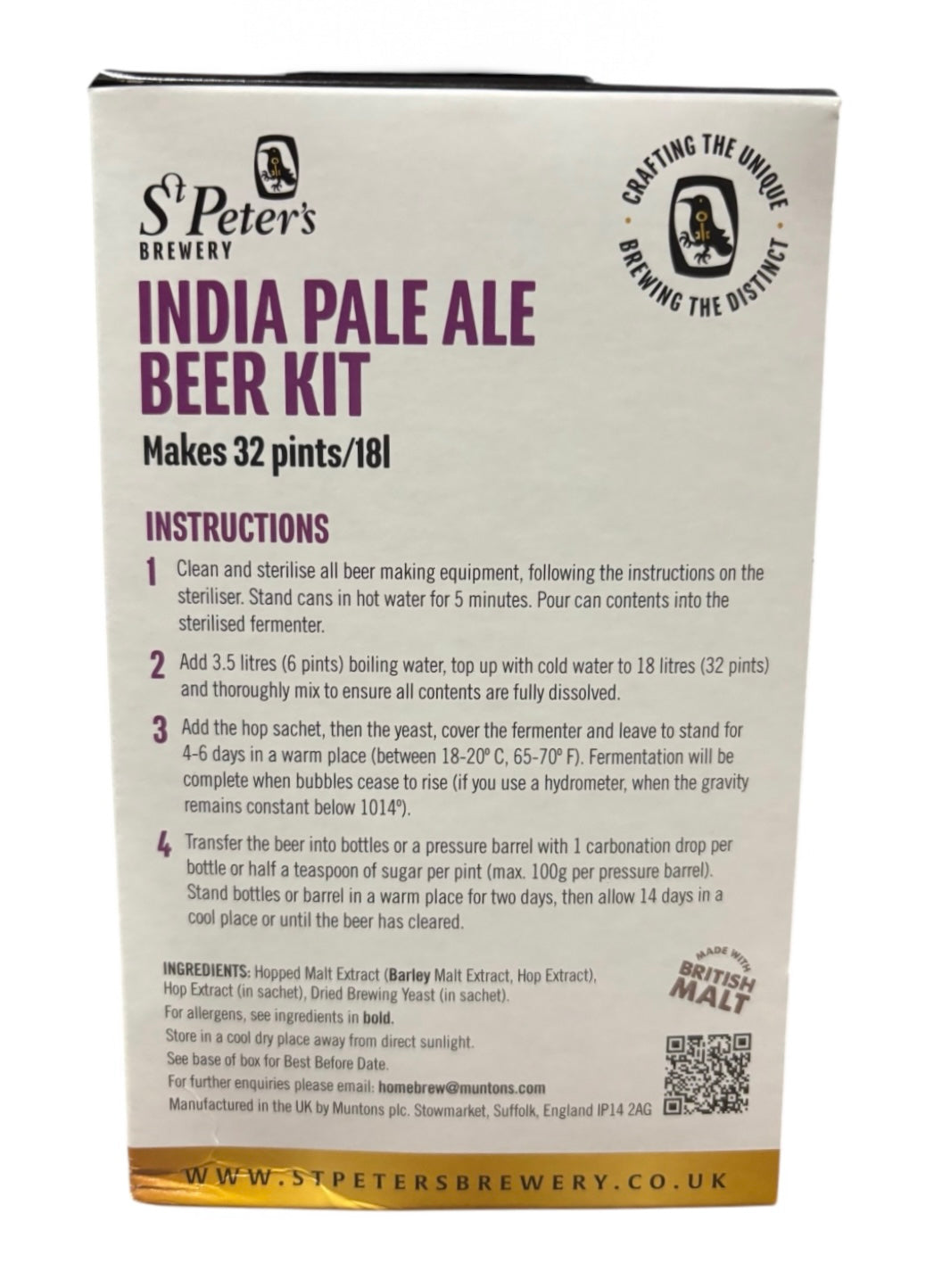 St Peters Brewery - India Pale Ale (IPA) 3Kg 32 Pint Beer Kit
