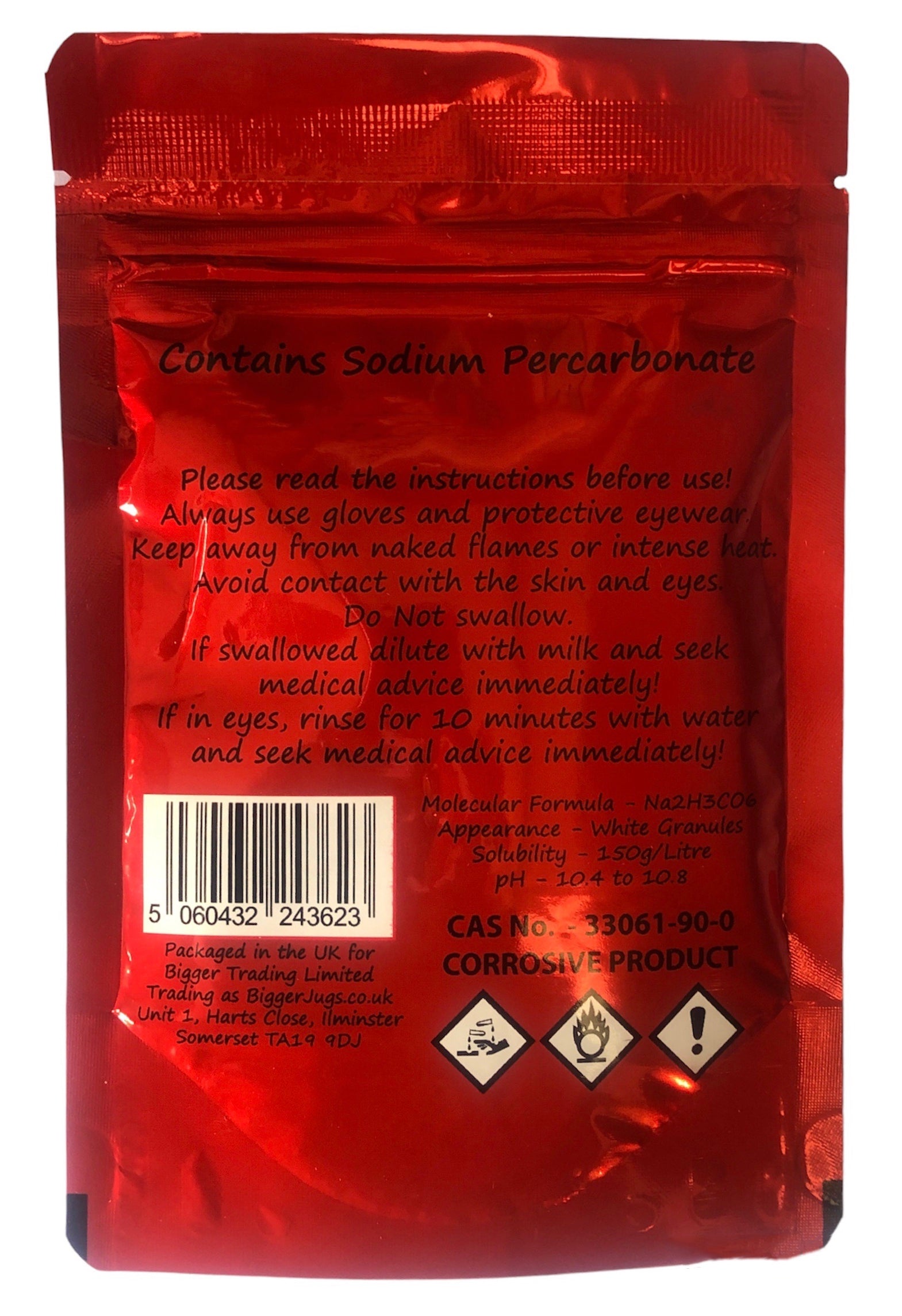 Sodium Percarbonate No Rinse Cleanser / Steriliser 100g - Supplied in Resealable Pouch