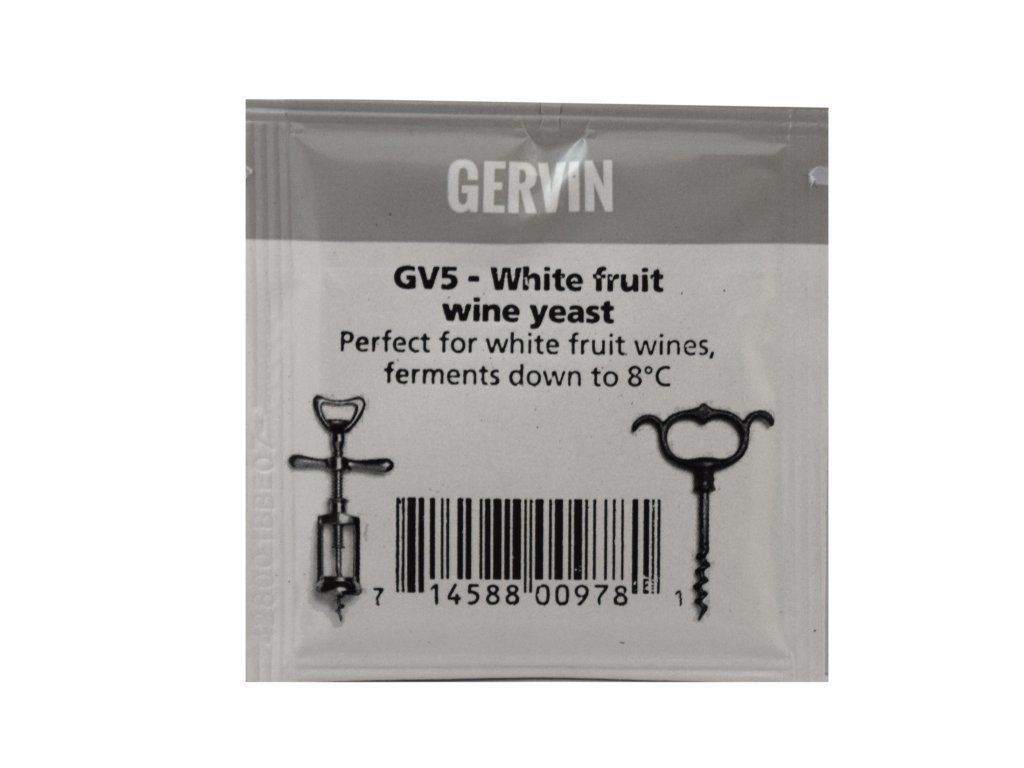 Gervin GV5 White Fruit Wine Yeast  5g Sachet - For White Fruit Wine Types & Low Temperature Fermentations