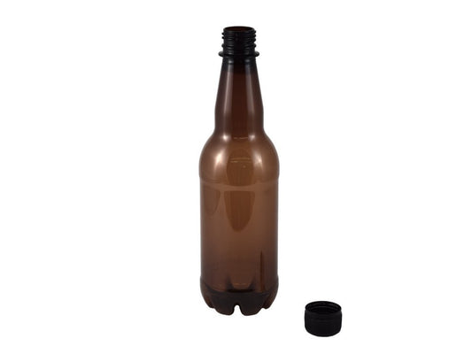 Amber PET Bottles 500ml (Box of 24) - With Tamper Evident Caps