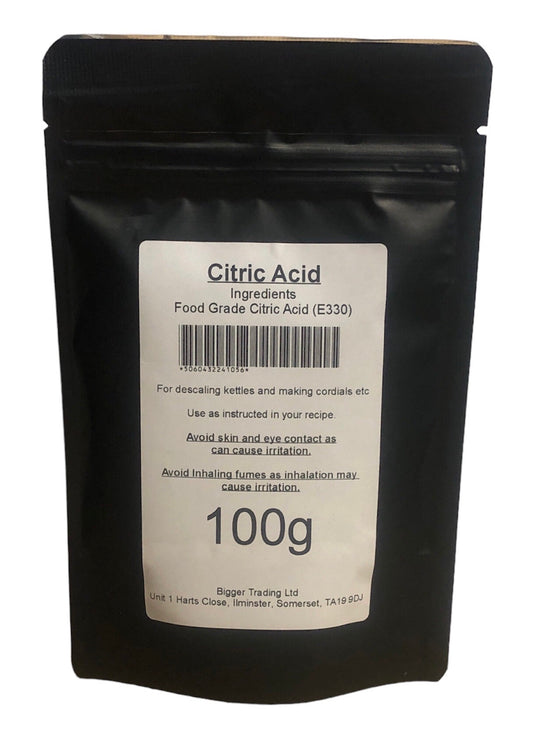 Citric Acid 100g - Supplied in Resealable Pouch - For Making Elderflower Champagne, Cordials, Jams, Sherbert, Sweets & Descaling Limescale / Rust Removal