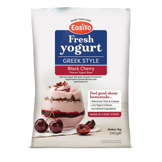 EasiYo Greek Style Black Cherry Flavoured Yogurt Sachet 240g