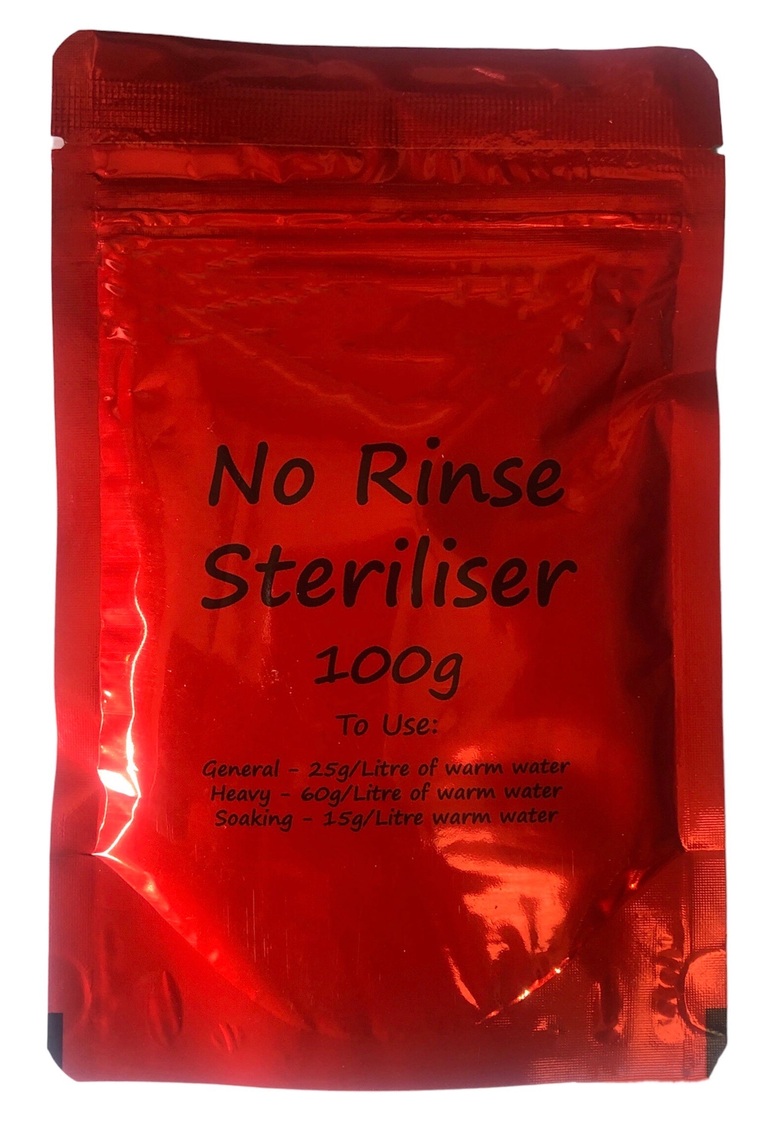 Sodium Percarbonate No Rinse Cleanser / Steriliser 100g - Supplied in Resealable Pouch