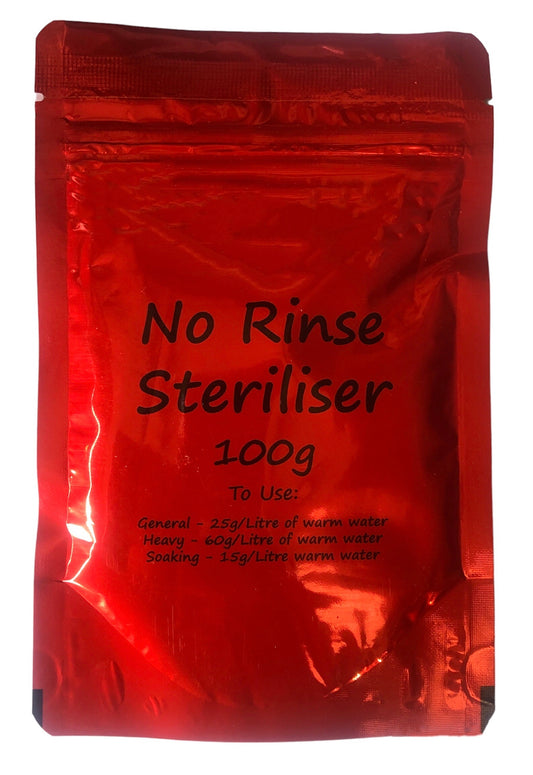 Sodium Percarbonate No Rinse Cleanser / Steriliser 100g - Supplied in Resealable Pouch