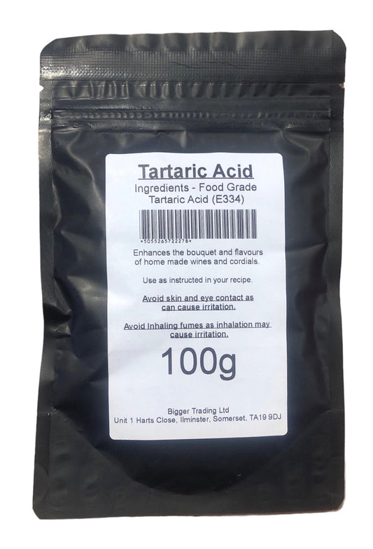 Tartaric Acid 100g - Supplied in Resealable Pouch - For Making Cordials, Jams, Preserves & Sweets
