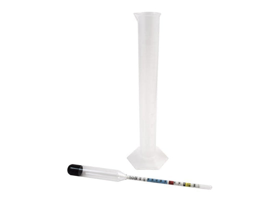 Stevenson Reeves Easy To Read Triple Scale Hydrometer + Plastic Measuring Cylinder - For Wine & Beer
