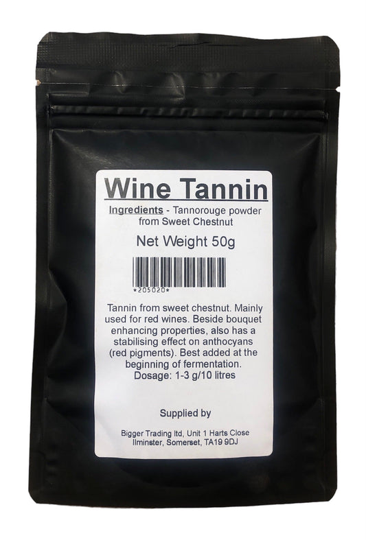 Wine Tannin (Tannorouge Powder) 50g - Supplied in Resealable Pouch - For Use With Red Wine to Add Zest & Helps Preserve Wine