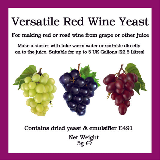 Versatile Red Wine Yeast 5g Sachet - For Fermenting Red & Rosé Wines