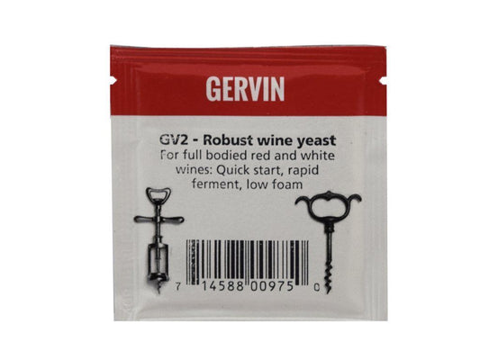 Gervin GV2 Robust Wine Yeast 5g Sachet - For Full Bodied Red & White Wines