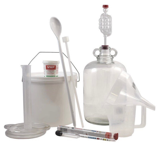 Premium Wine Making Kit (6 Bottle Size) - Bucket & Glass Demi-John Equipment Set Only 