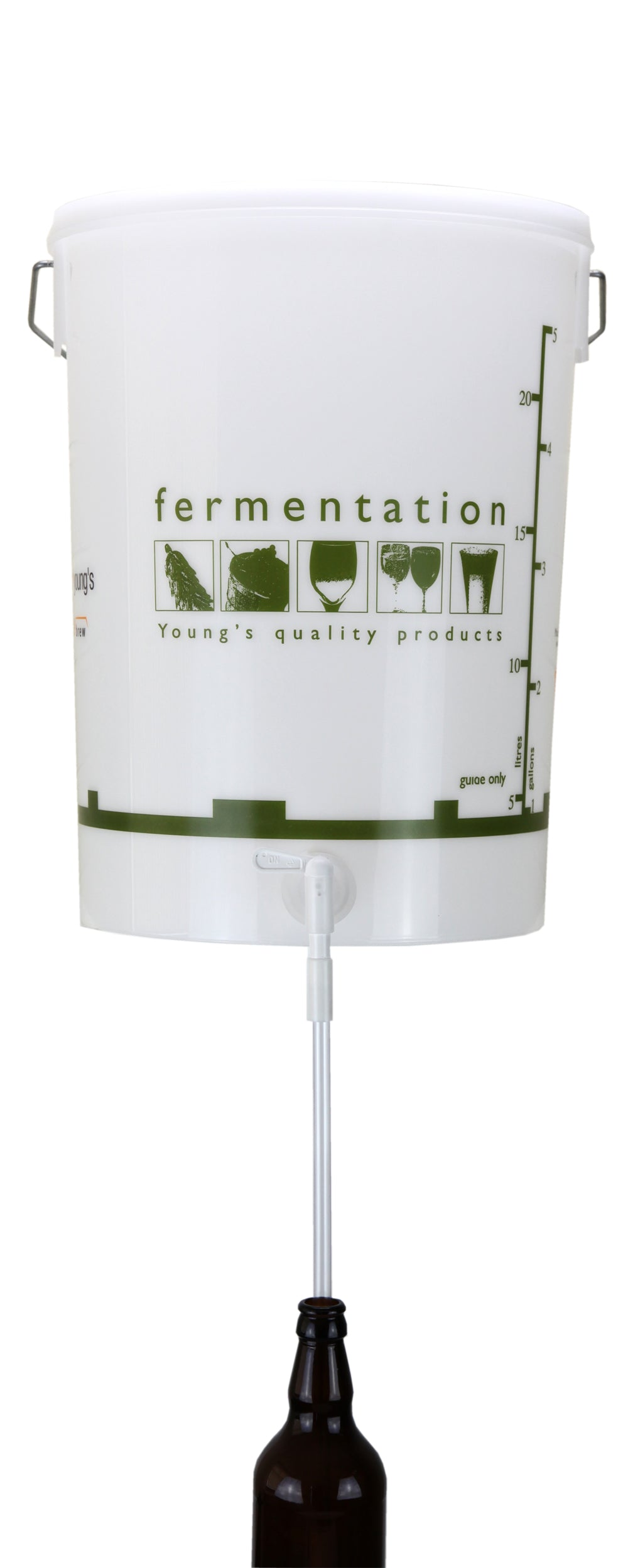 Fermentation Vessel - Youngs 25 Litre Bucket with Graduations, Solid Lid & Bottling System